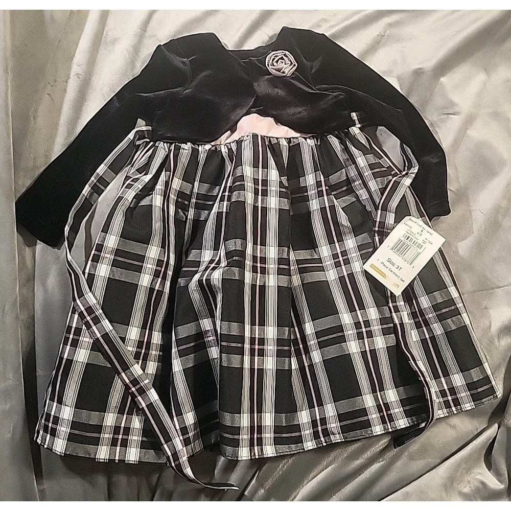 good lad 3t dress‎ black pink plaid new